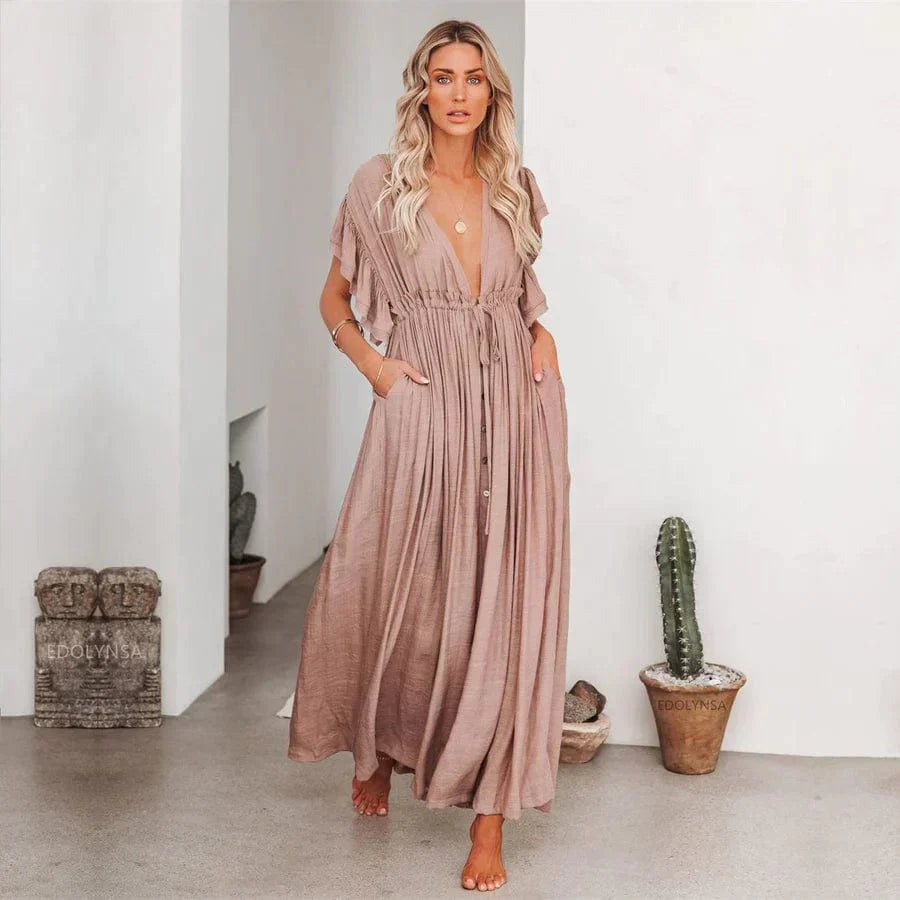 Anne™ - Maxi Taupe Ibiza Ruha