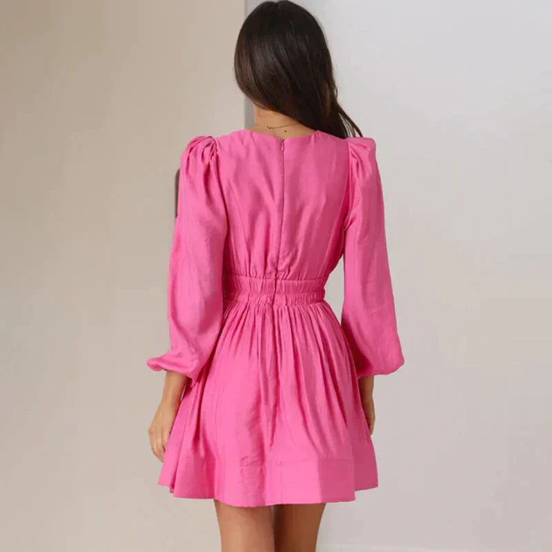 Női Playsuit - Elegáns Hosszú Ujjú - Mély V-nyak - Feszes Fazonnal